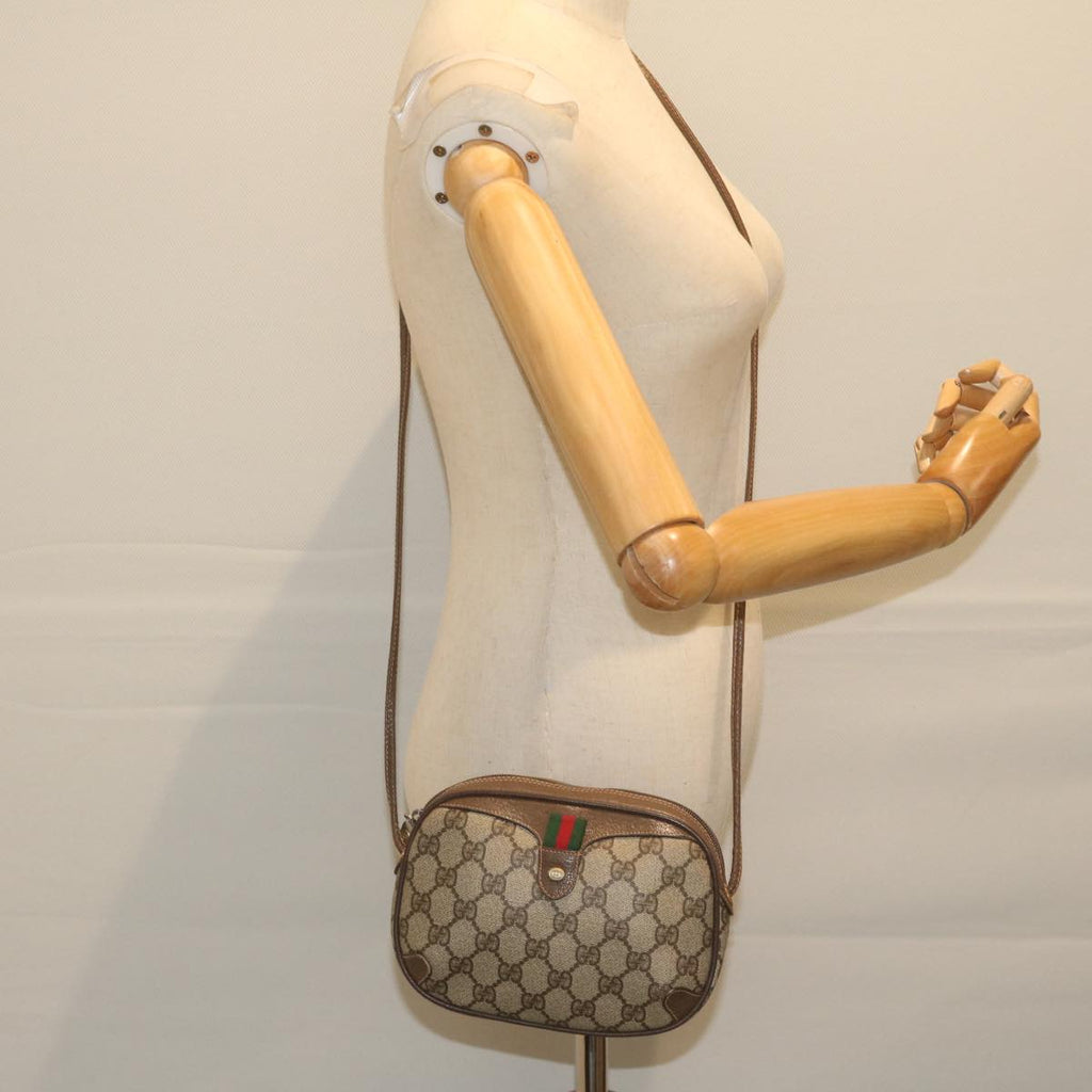 GUCCI GG Supreme Web Sherry Line Shoulder Bag Beige Red 156 02 066 yk9564