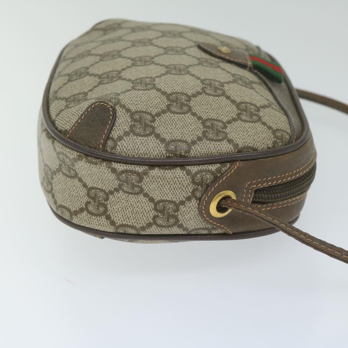 GUCCI GG Supreme Web Sherry Line Shoulder Bag Beige Red 156 02 066 yk9564