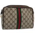 GUCCI GG Supreme Web Sherry Line Clutch Bag Beige Red 14 014 3553 yk9575