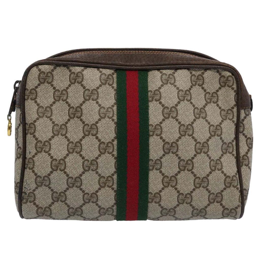 GUCCI GG Supreme Web Sherry Line Clutch Bag Beige Red 14 014 3553 yk9575