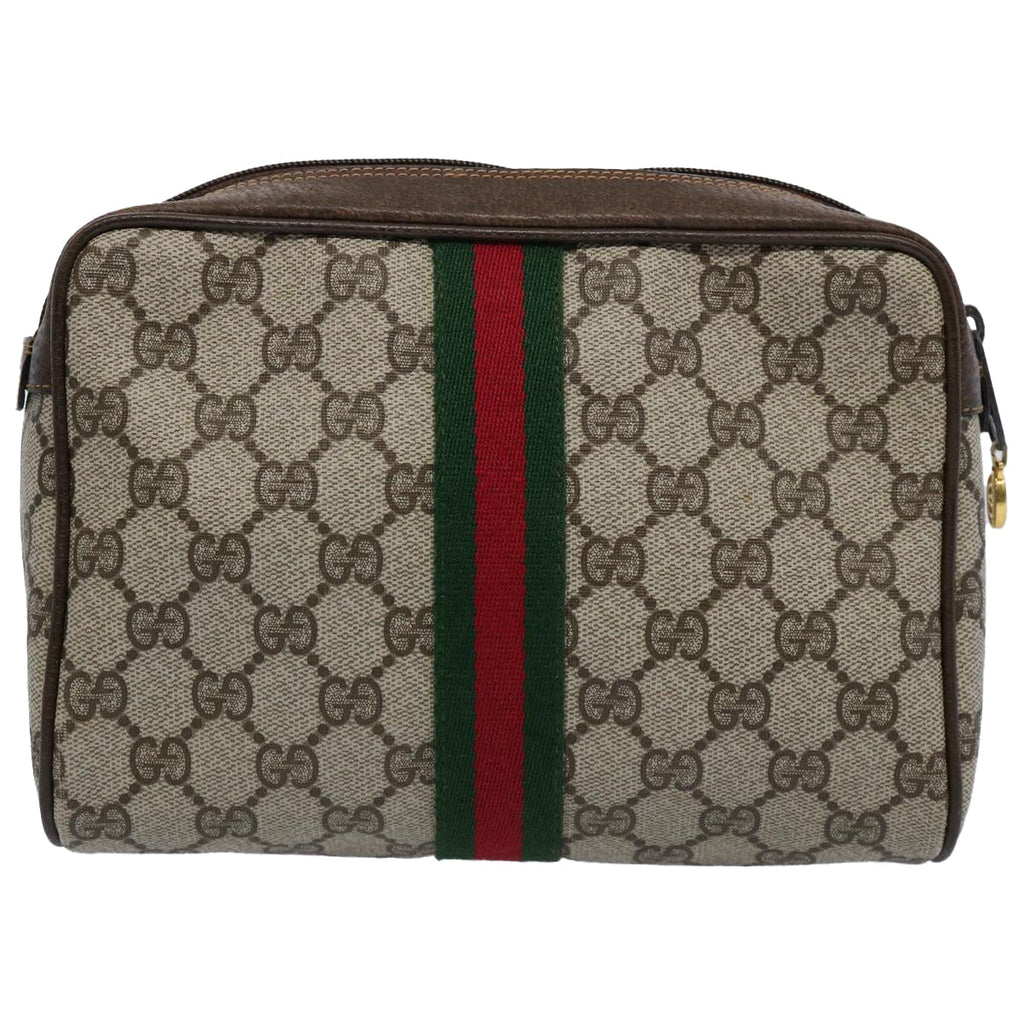 GUCCI GG Supreme Web Sherry Line Clutch Bag Beige Red 14 014 3553 yk9575
