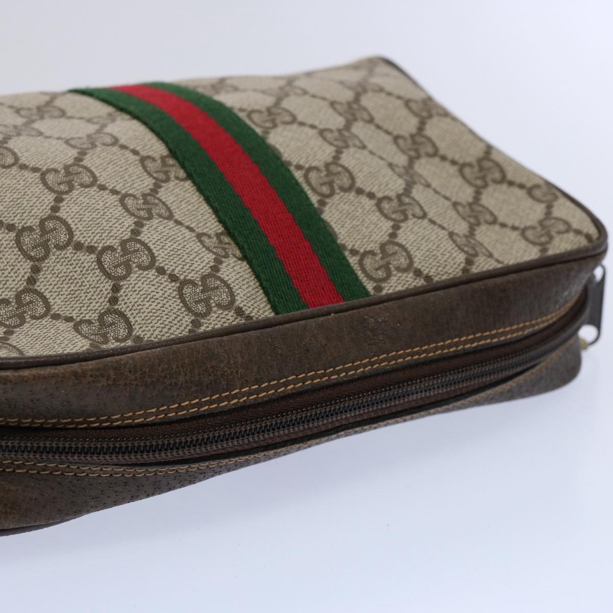 GUCCI GG Supreme Web Sherry Line Clutch Bag Beige Red 14 014 3553 yk9575