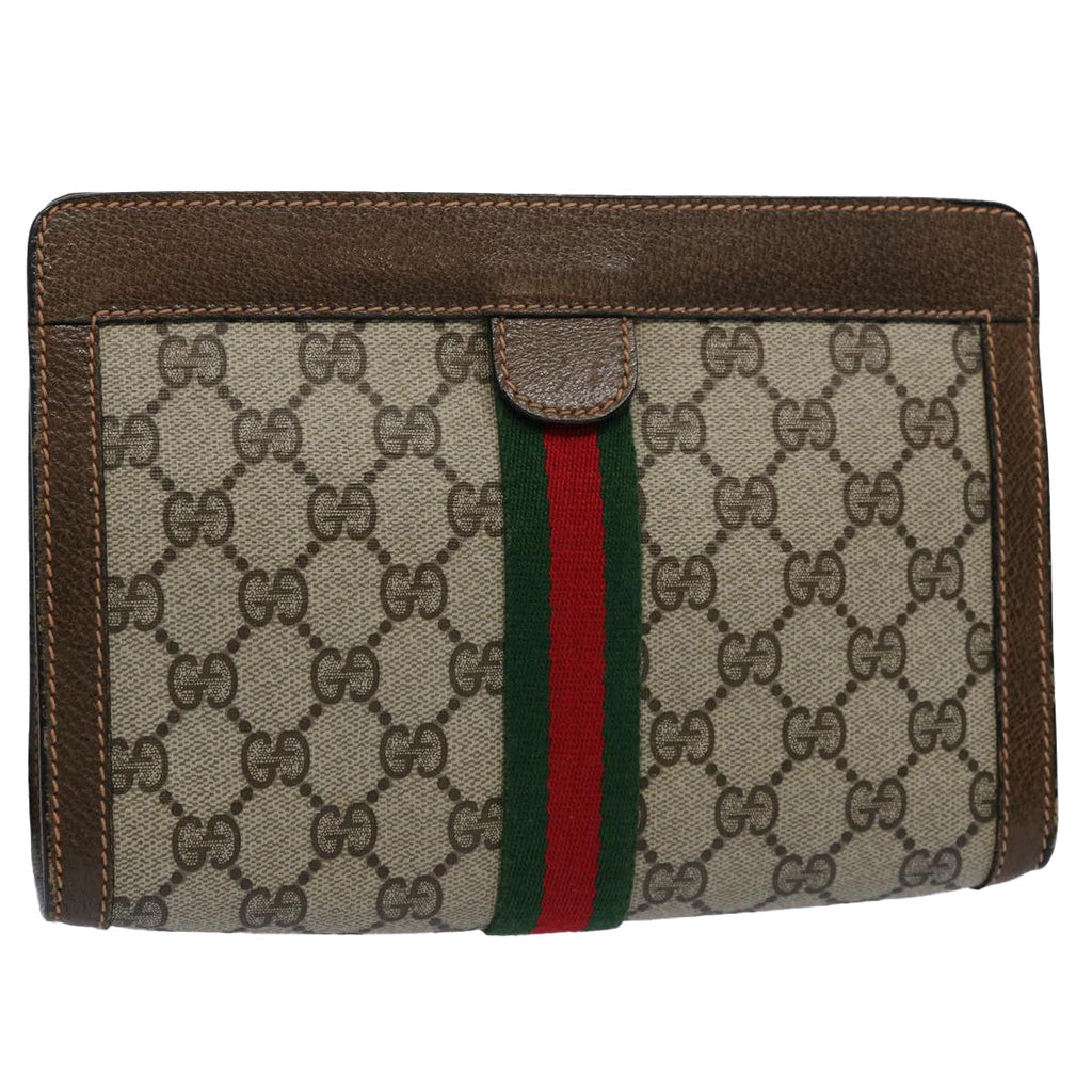 GUCCI GG Supreme Web Sherry Line Clutch Bag Beige Red 89 01 001 yk9576