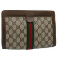 GUCCI GG Supreme Web Sherry Line Clutch Bag Beige Red 89 01 001 yk9576