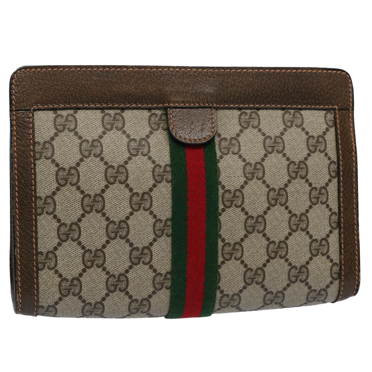 GUCCI GG Supreme Web Sherry Line Clutch Bag Beige Red 89 01 001 yk9576