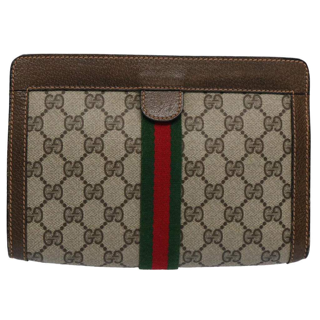 GUCCI GG Supreme Web Sherry Line Clutch Bag Beige Red 89 01 001 yk9576