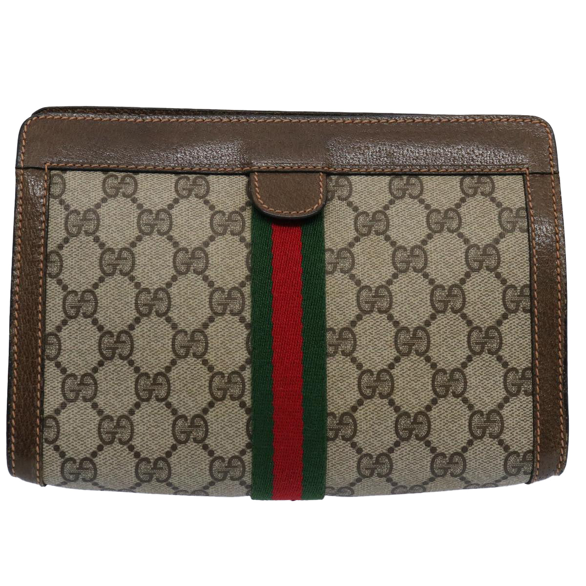 GUCCI GG Supreme Web Sherry Line Clutch Bag Beige Red 89 01 001 yk9576