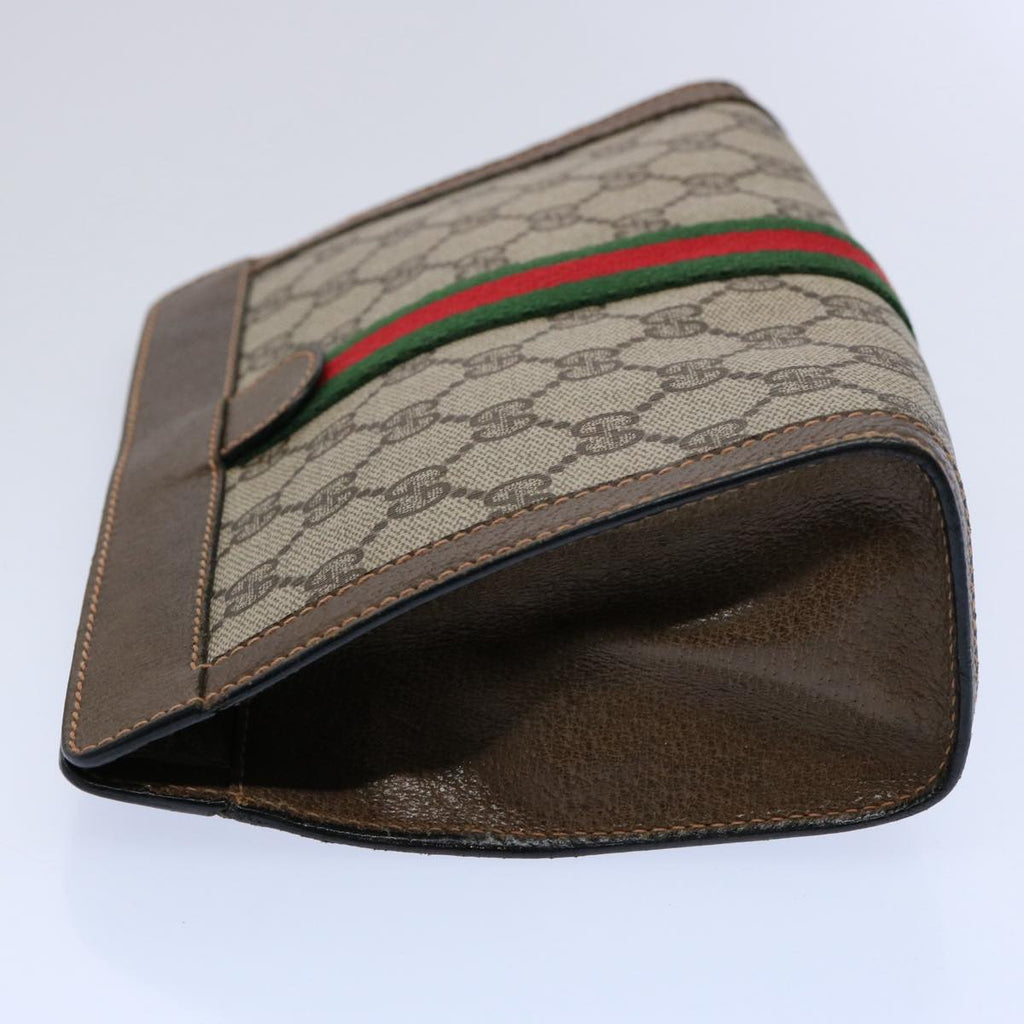 GUCCI GG Supreme Web Sherry Line Clutch Bag Beige Red 89 01 001 yk9576