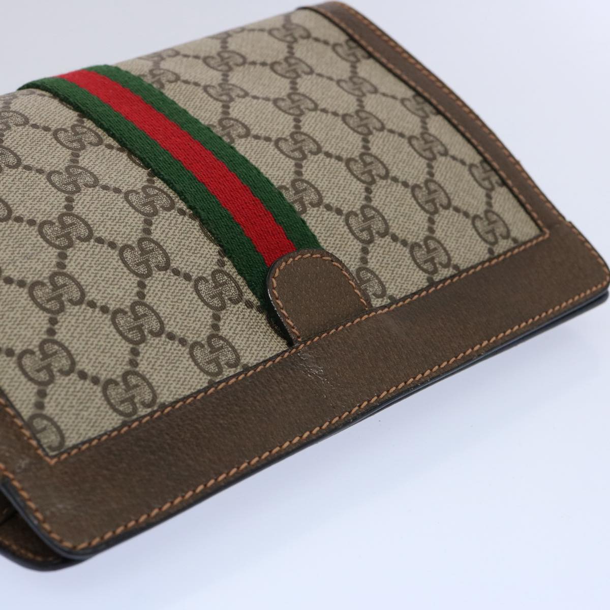 GUCCI GG Supreme Web Sherry Line Clutch Bag Beige Red 89 01 001 yk9576