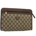 GUCCI GG Supreme Clutch Bag PVC Leather Beige 014 122 yk9577
