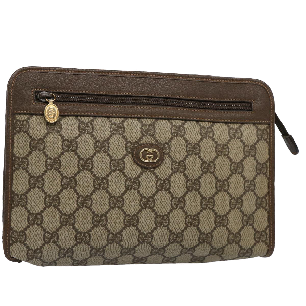 GUCCI GG Supreme Clutch Bag PVC Leather Beige 014 122 yk9577