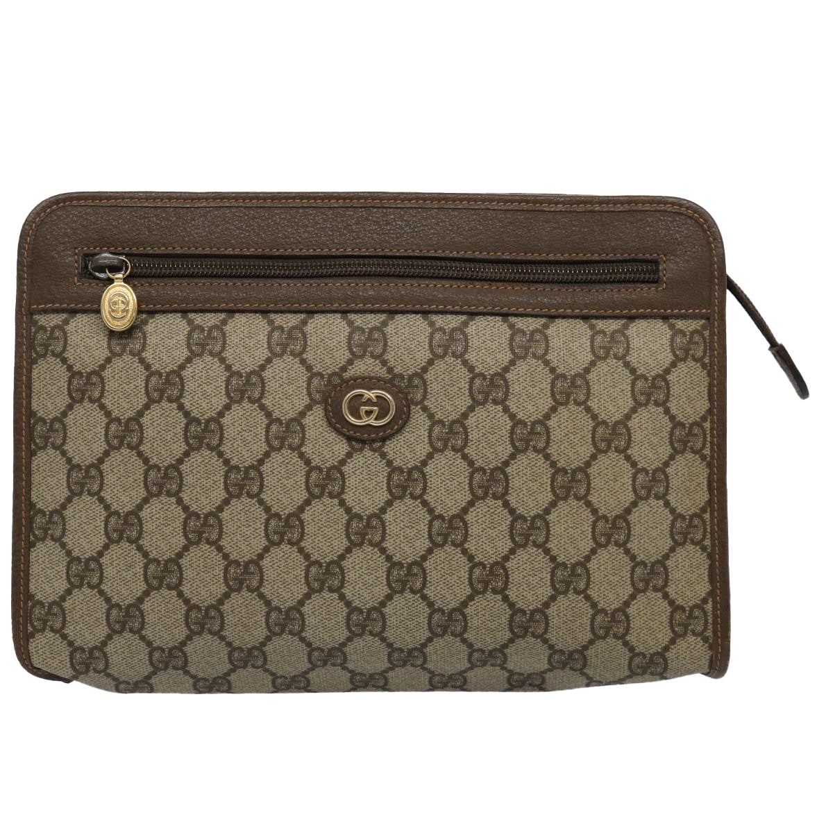 GUCCI GG Supreme Clutch Bag PVC Leather Beige 014 122 yk9577