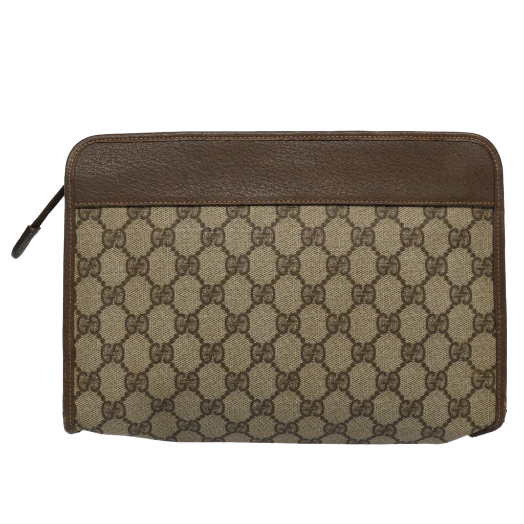 GUCCI GG Supreme Clutch Bag PVC Leather Beige 014 122 yk9577