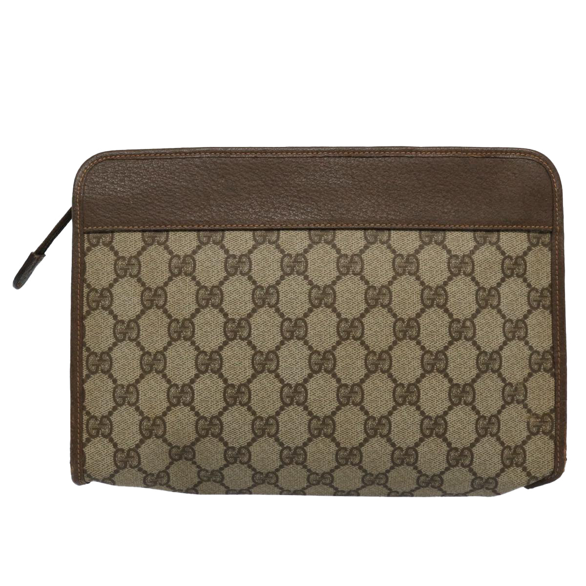 GUCCI GG Supreme Clutch Bag PVC Leather Beige 014 122 yk9577