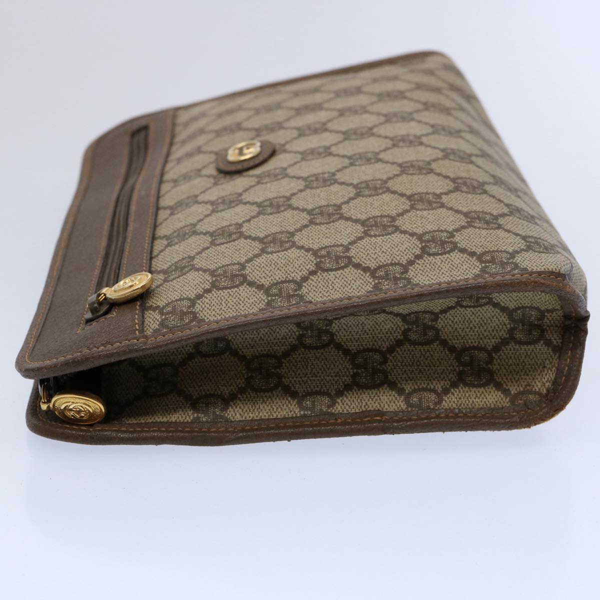 GUCCI GG Supreme Clutch Bag PVC Leather Beige 014 122 yk9577