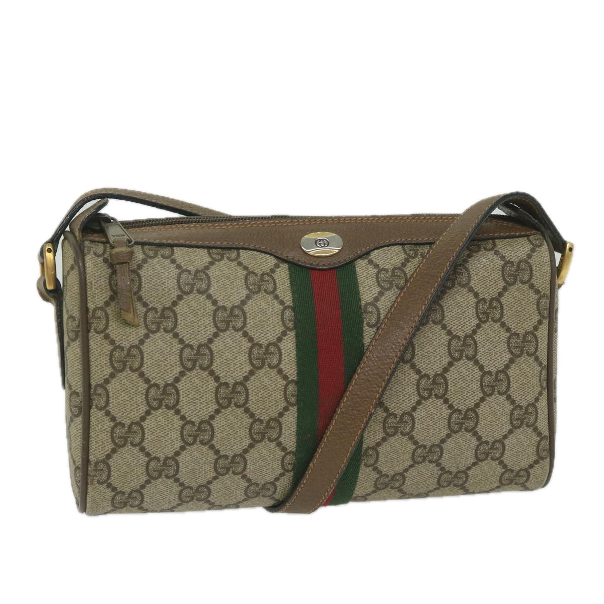 GUCCI GG Supreme Web Sherry Line Shoulder Bag Beige Red 89 02 018 yk9578