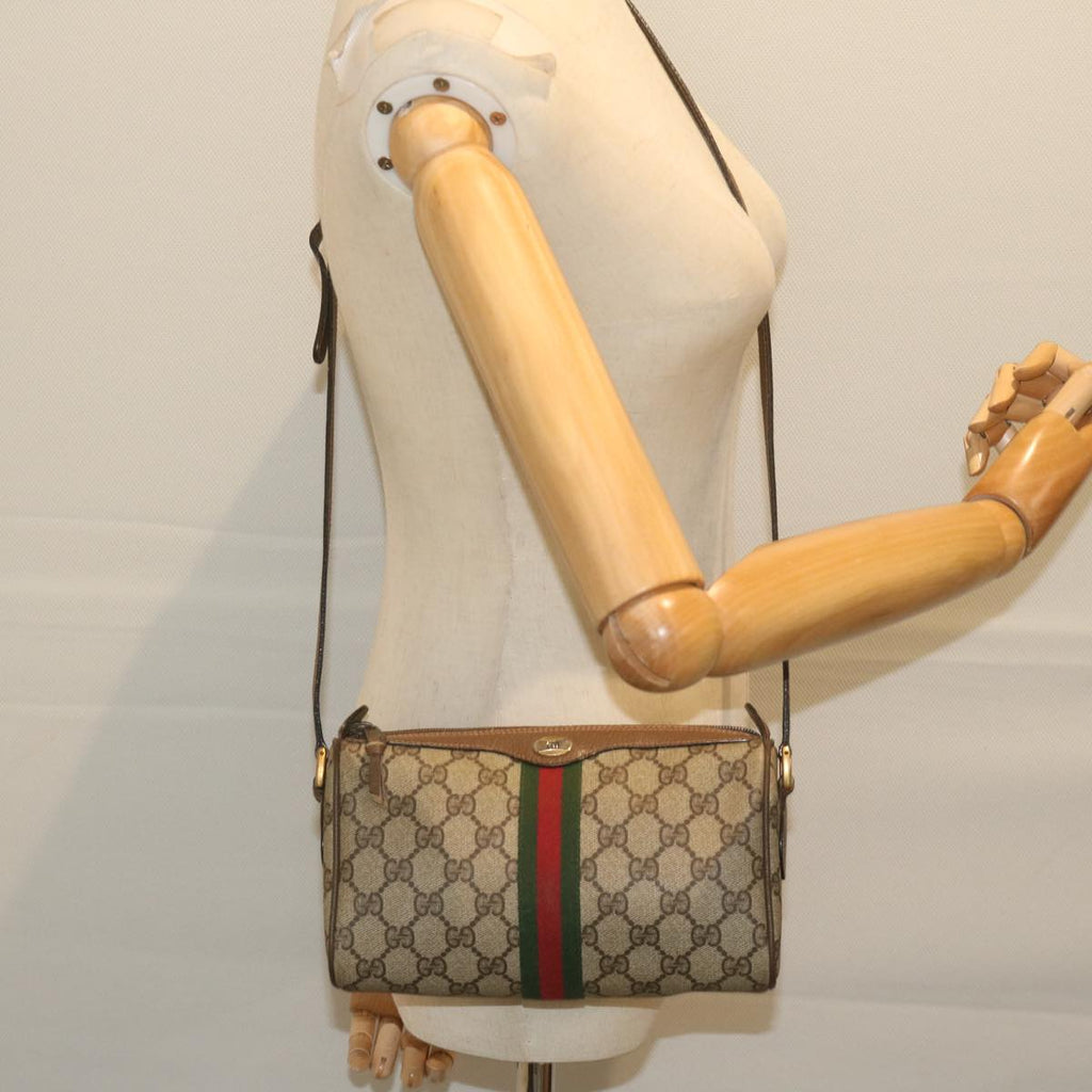 GUCCI GG Supreme Web Sherry Line Shoulder Bag Beige Red 89 02 018 yk9578