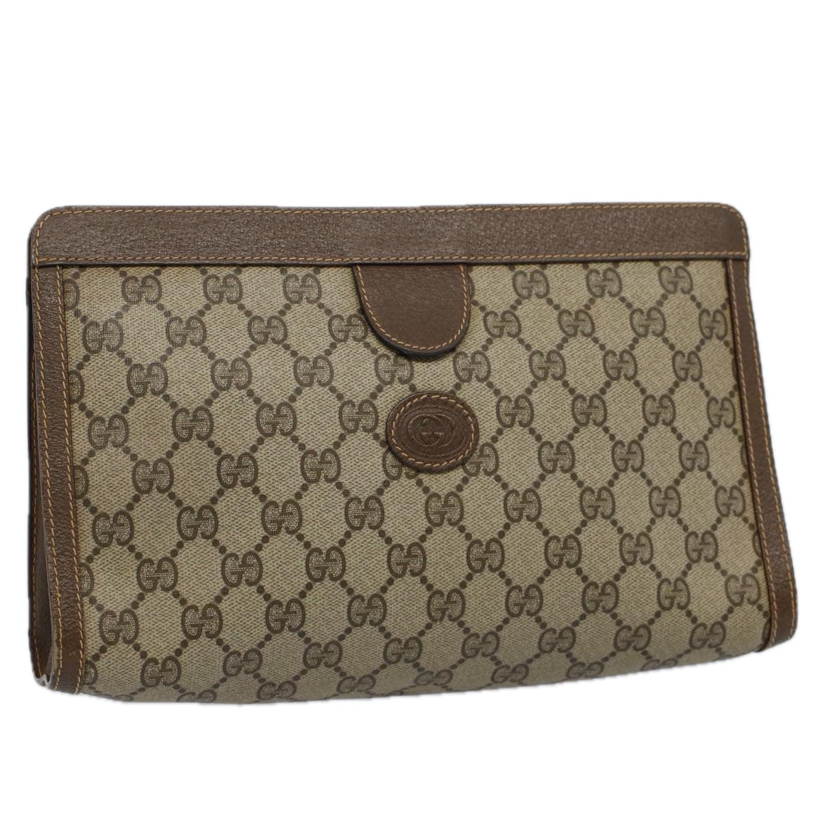 GUCCI GG Supreme Clutch Bag PVC Leather Beige 014 89 0192 yk9589