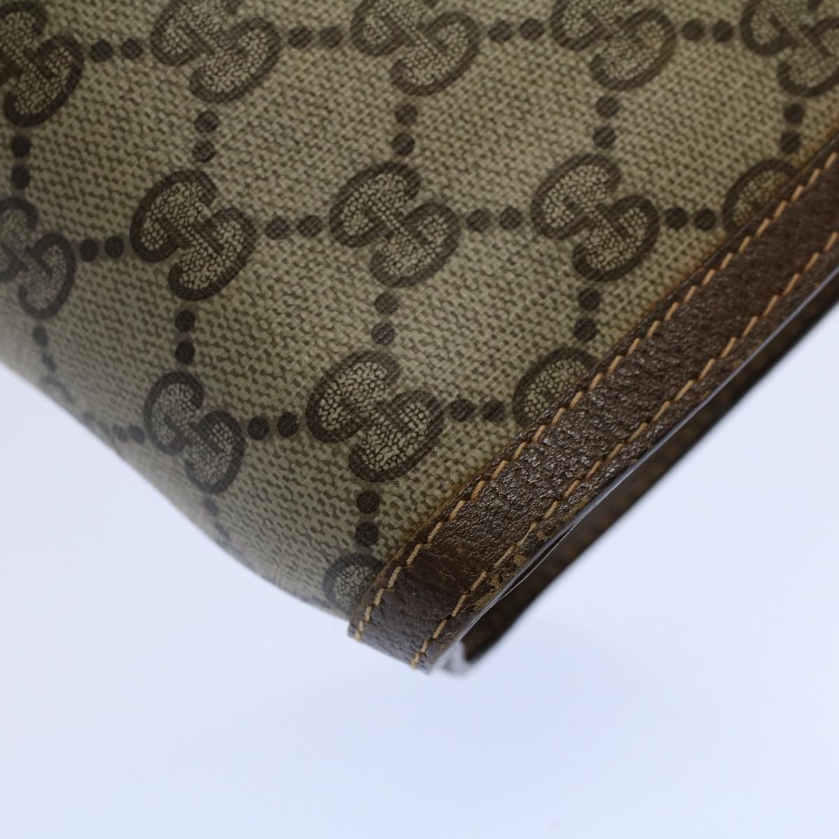 GUCCI GG Supreme Clutch Bag PVC Leather Beige 014 89 0192 yk9589