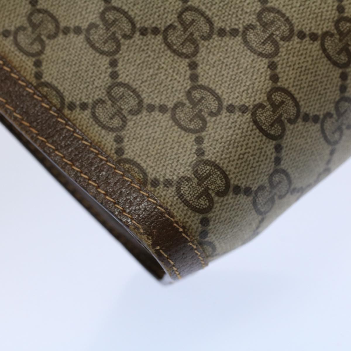 GUCCI GG Supreme Clutch Bag PVC Leather Beige 014 89 0192 yk9589