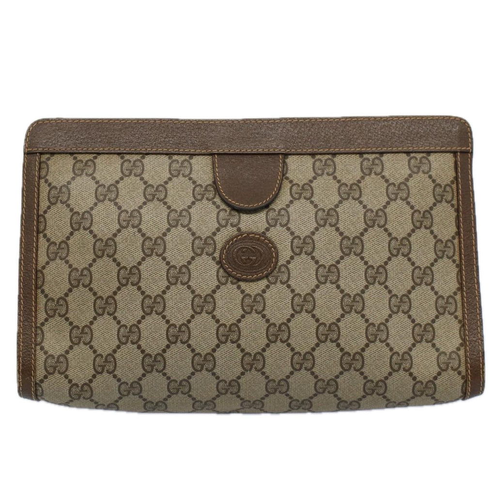 GUCCI GG Supreme Clutch Bag PVC Leather Beige 014 89 0192 yk9589