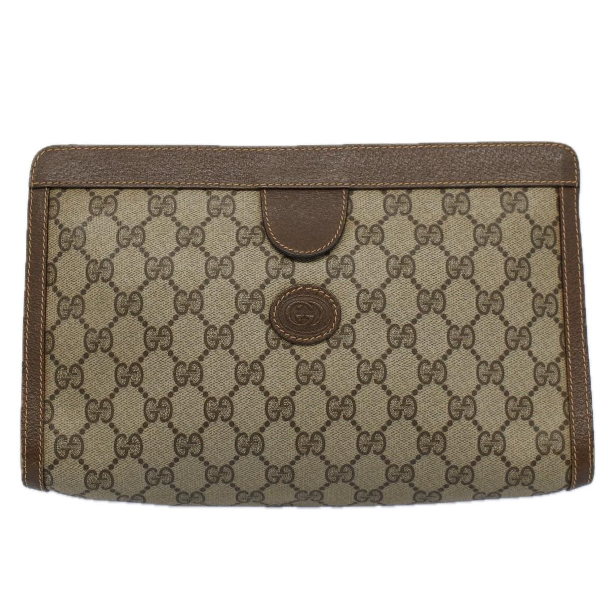 GUCCI GG Supreme Clutch Bag PVC Leather Beige 014 89 0192 yk9589