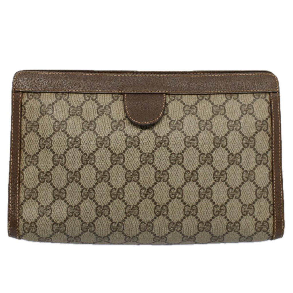 GUCCI GG Supreme Clutch Bag PVC Leather Beige 014 89 0192 yk9589