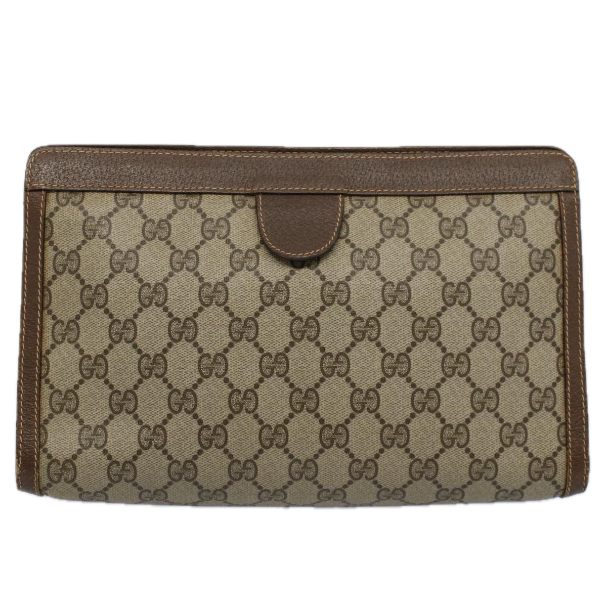 GUCCI GG Supreme Clutch Bag PVC Leather Beige 014 89 0192 yk9589