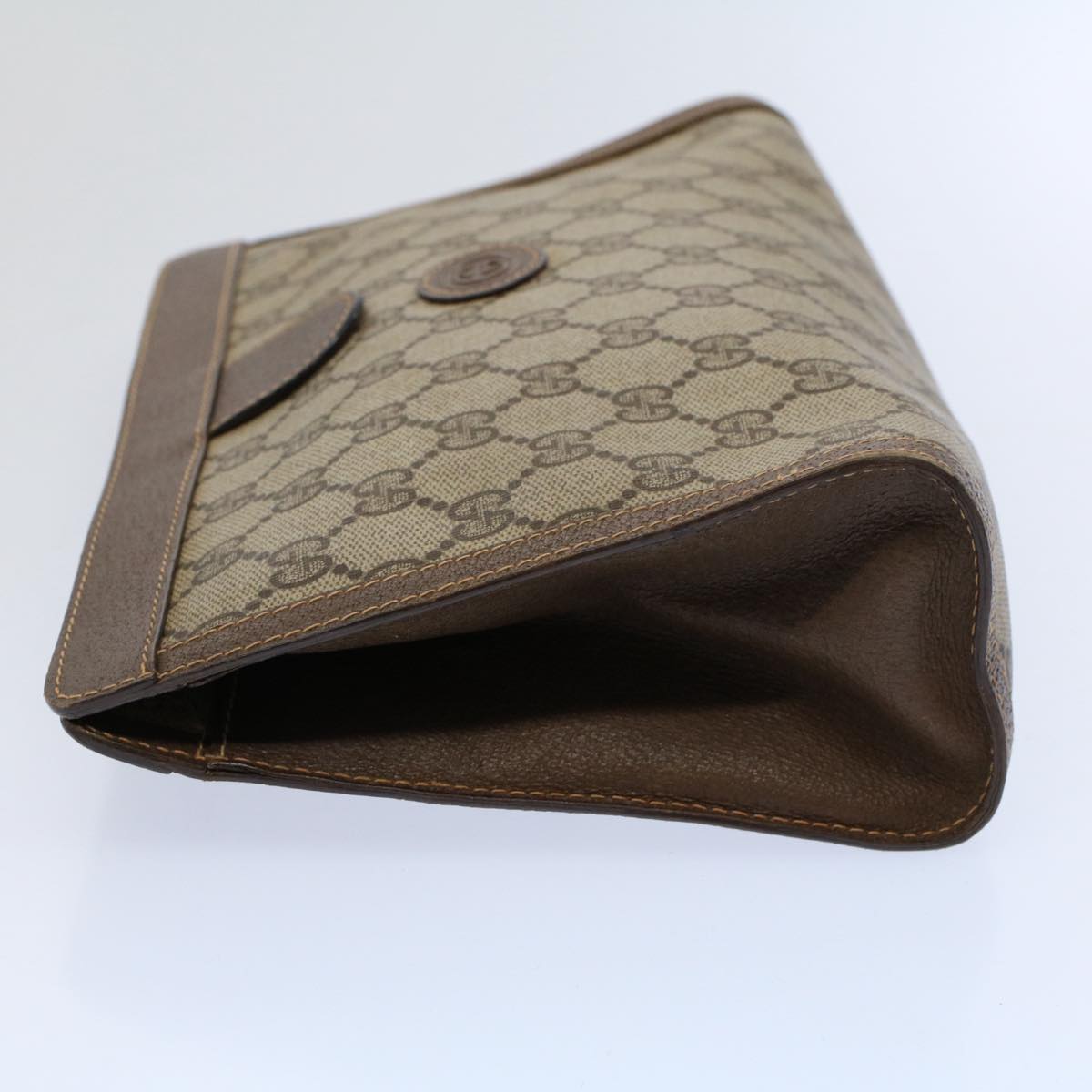 GUCCI GG Supreme Clutch Bag PVC Leather Beige 014 89 0192 yk9589