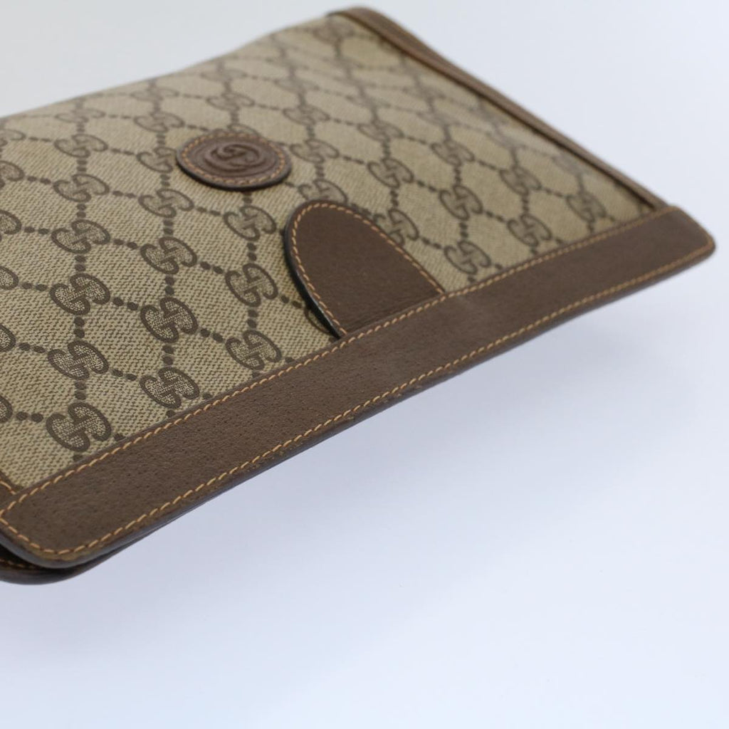 GUCCI GG Supreme Clutch Bag PVC Leather Beige 014 89 0192 yk9589