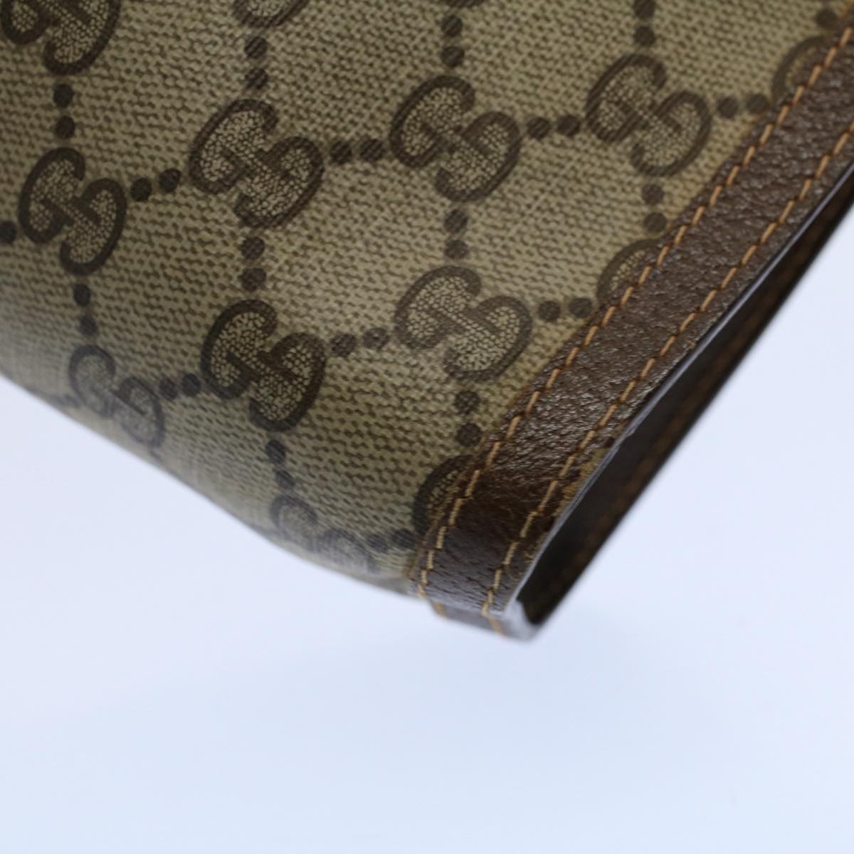 GUCCI GG Supreme Clutch Bag PVC Leather Beige 014 89 0192 yk9589