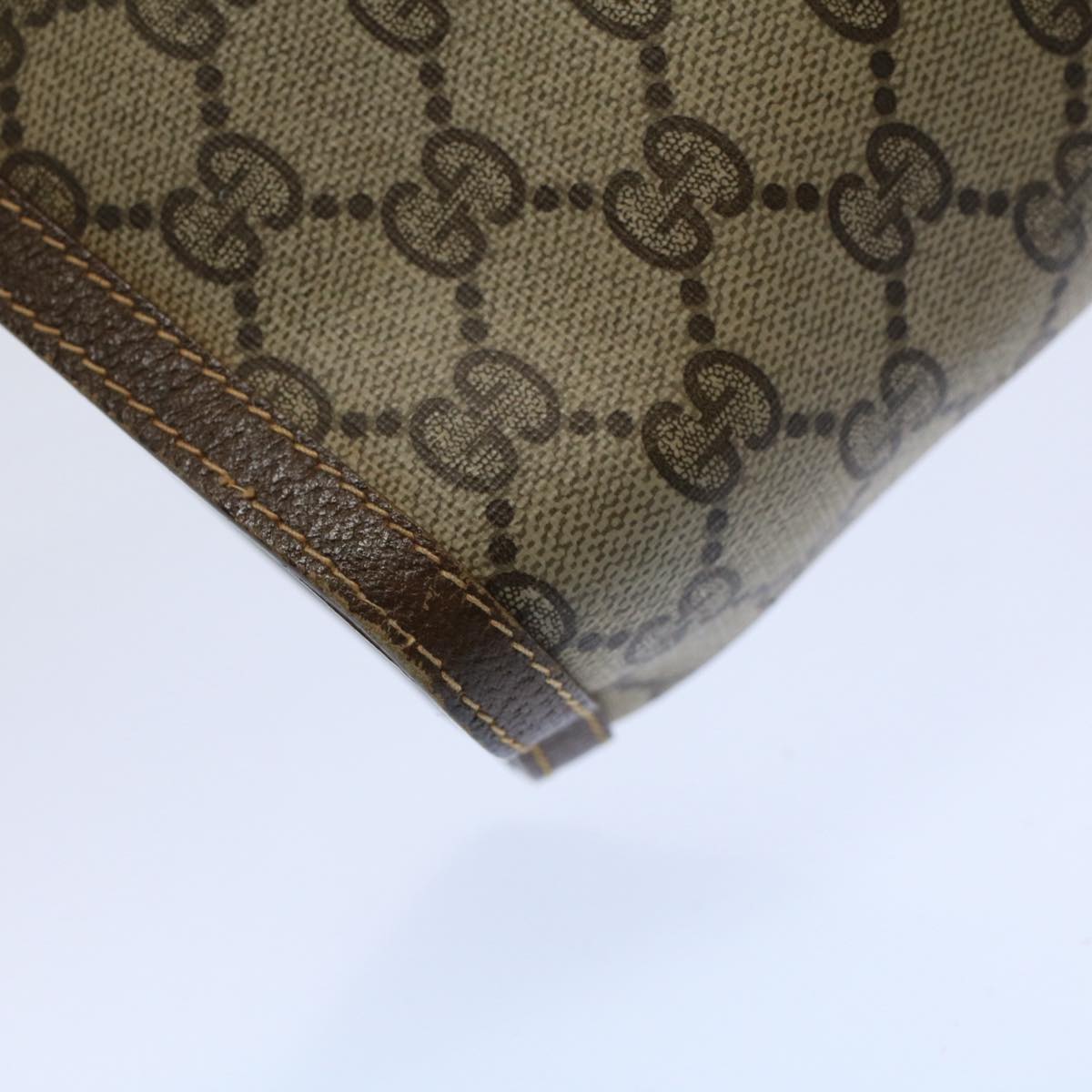 GUCCI GG Supreme Clutch Bag PVC Leather Beige 014 89 0192 yk9589