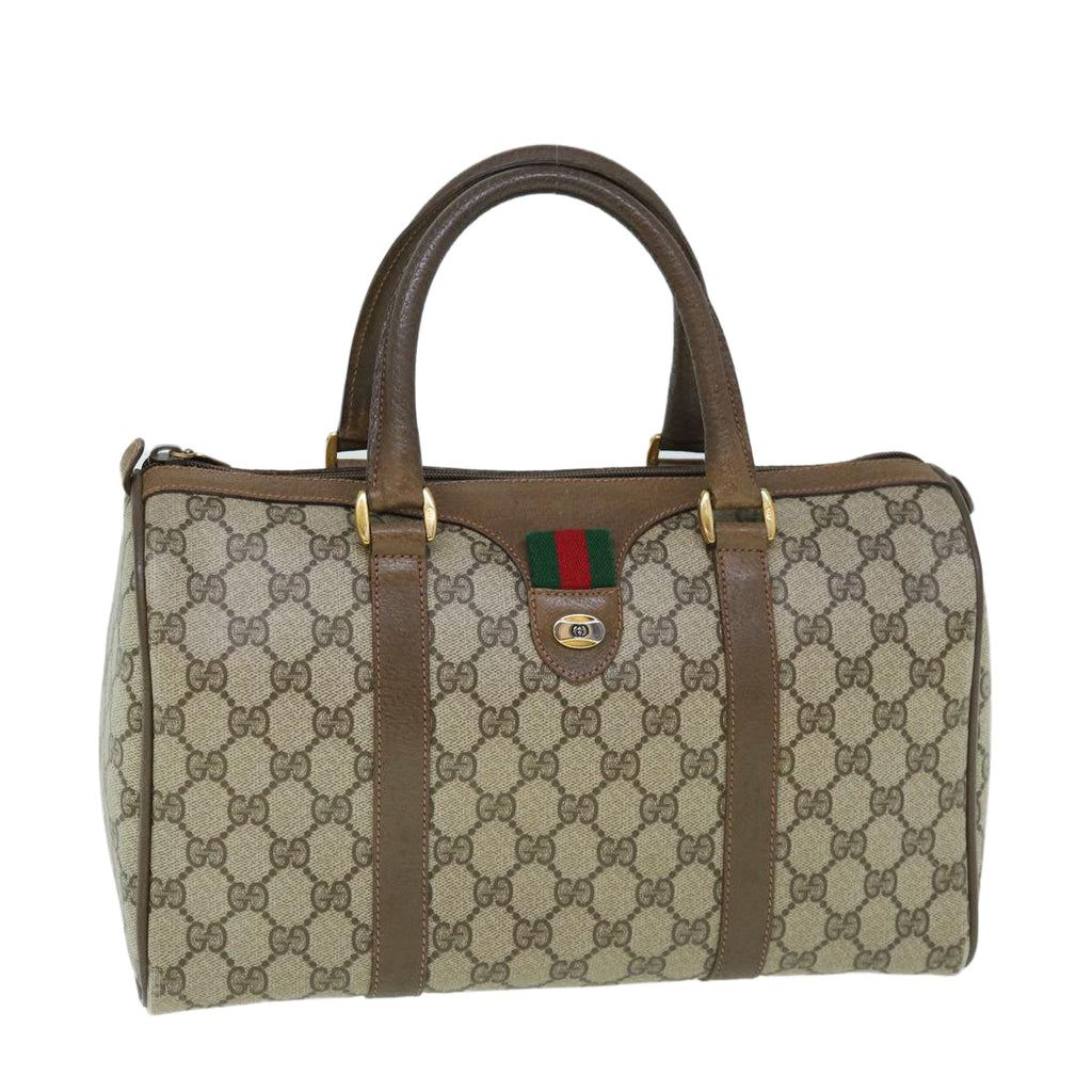 GUCCI GG Supreme Web Sherry Line Boston Bag Beige Red 98 02 007 yk9594