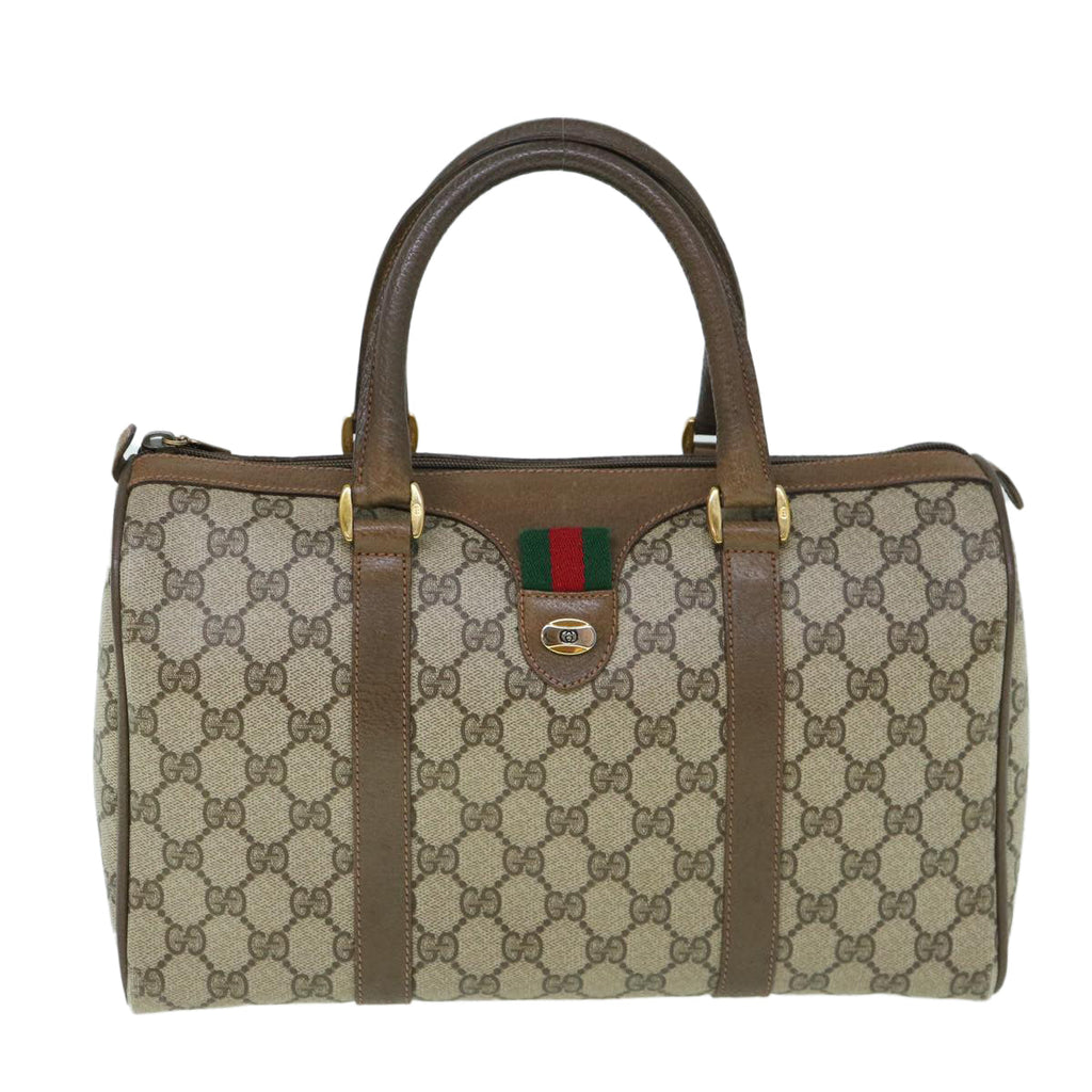 GUCCI GG Supreme Web Sherry Line Boston Bag Beige Red 98 02 007 yk9594