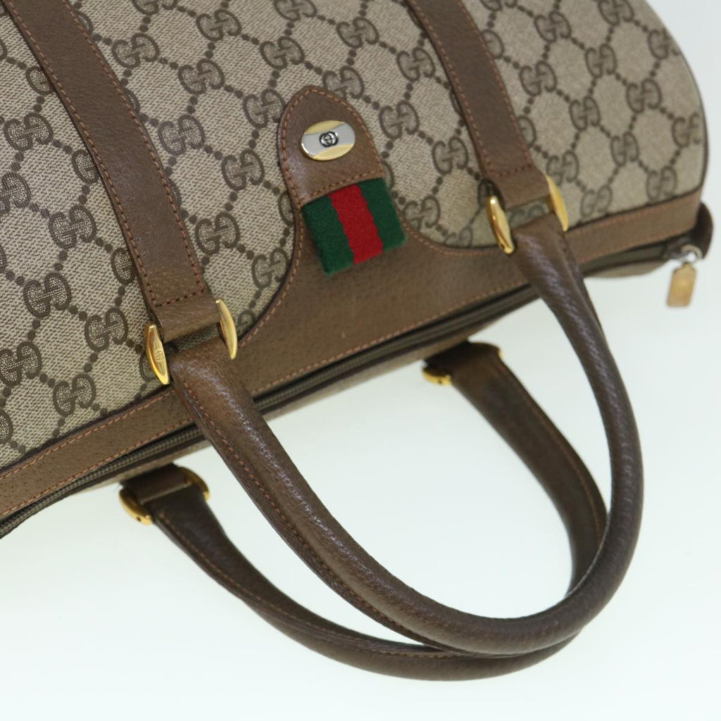GUCCI GG Supreme Web Sherry Line Boston Bag Beige Red 98 02 007 yk9594