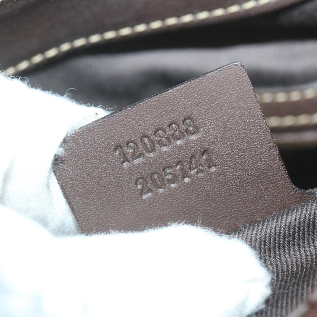 GUCCI GG Canvas Jackie Shoulder Bag Suede Beige Brown 120888 yk9600