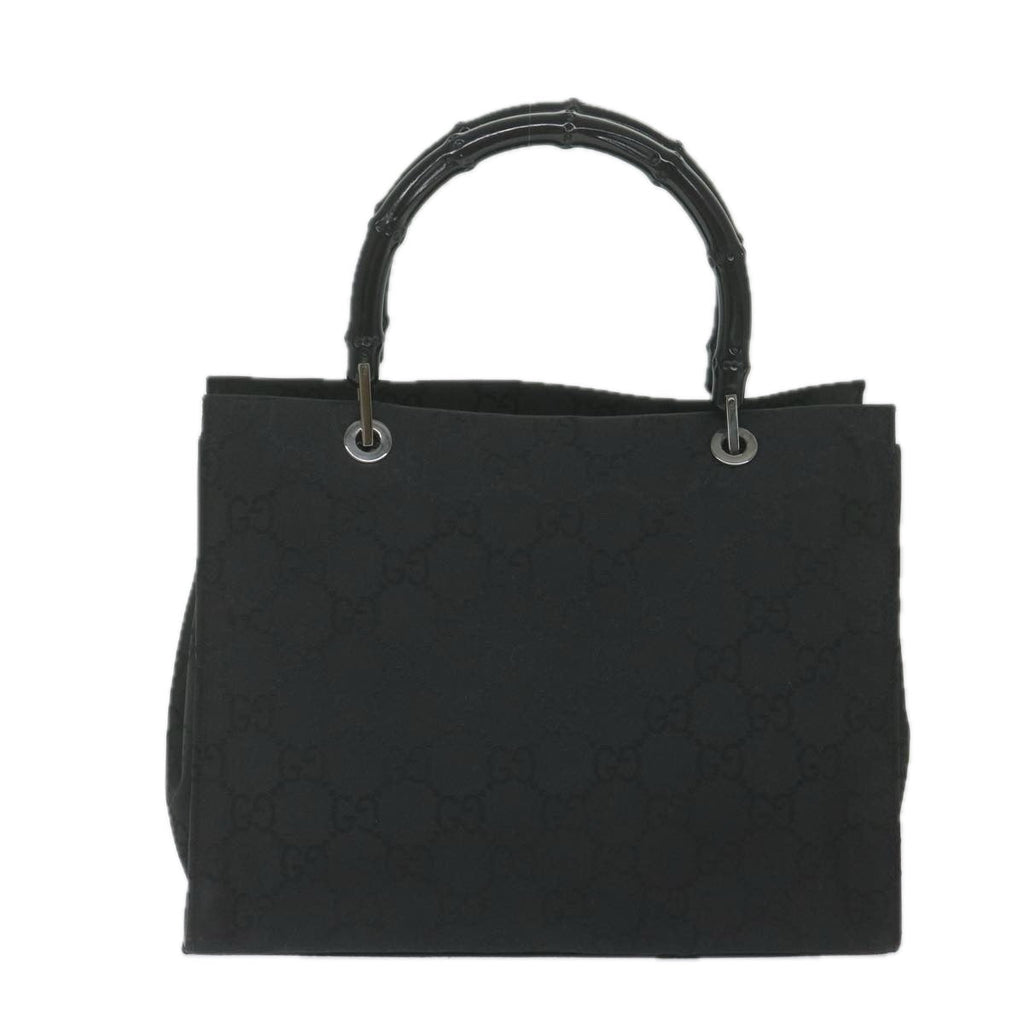 GUCCI GG Canvas Bamboo Hand Bag Black 002 1016 yk9603