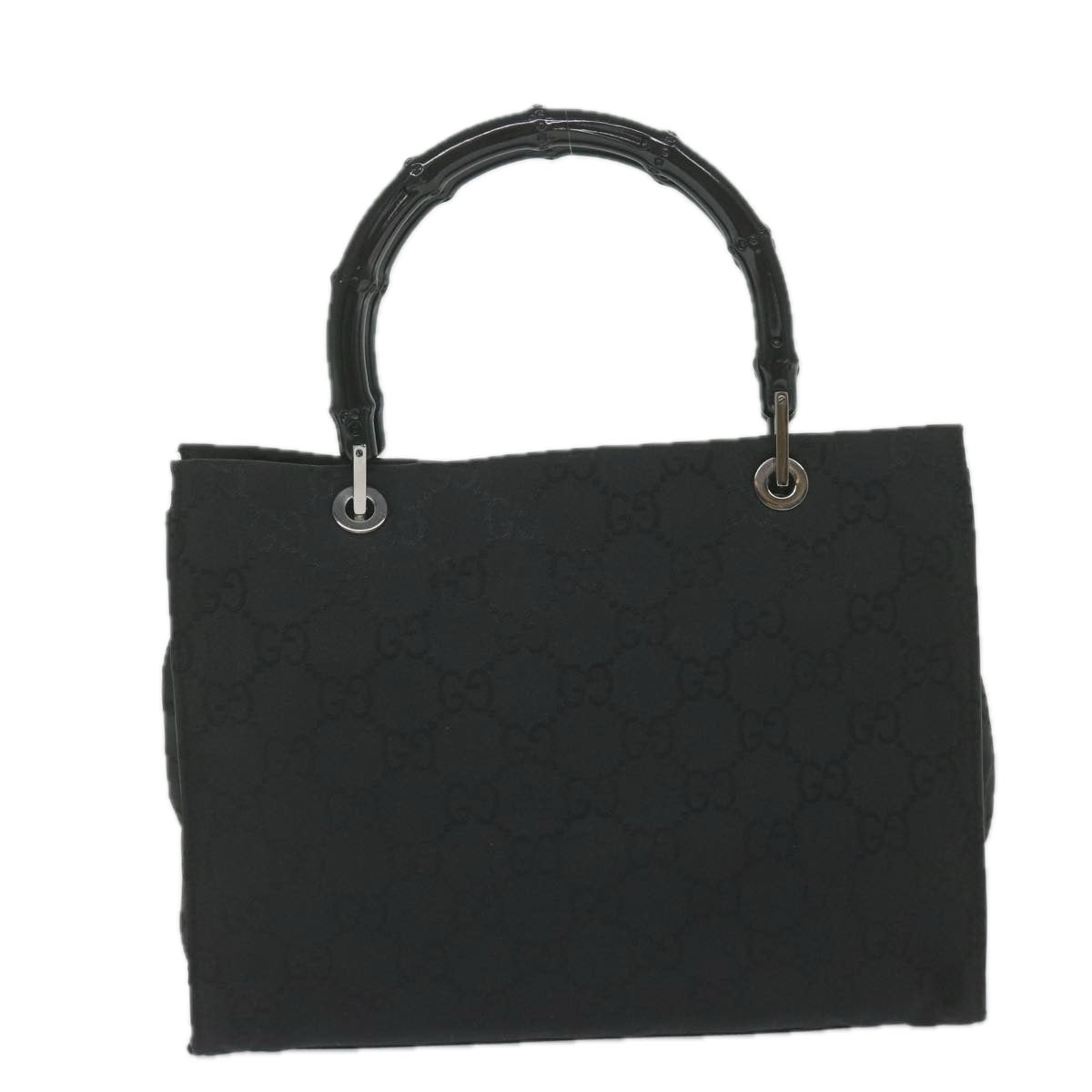 GUCCI GG Canvas Bamboo Hand Bag Black 002 1016 yk9603