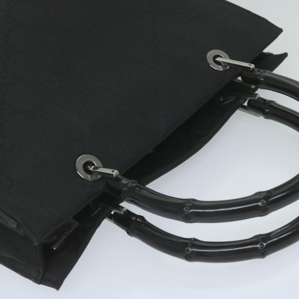 GUCCI GG Canvas Bamboo Hand Bag Black 002 1016 yk9603
