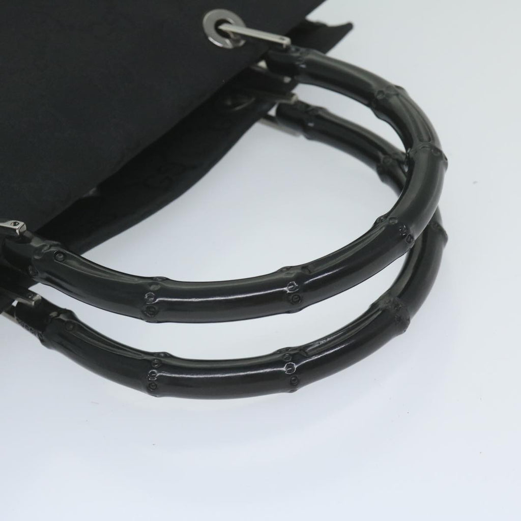 GUCCI GG Canvas Bamboo Hand Bag Black 002 1016 yk9603