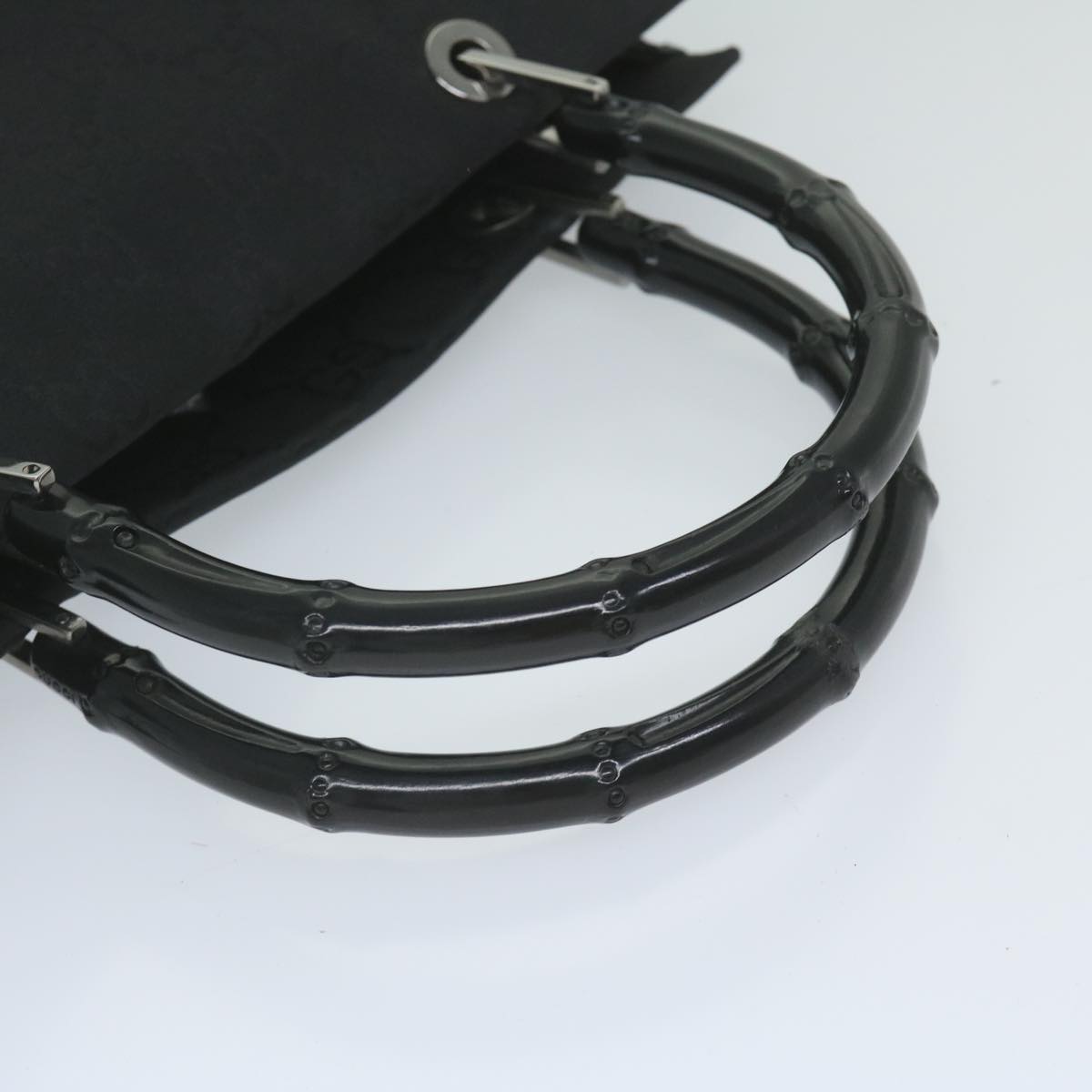 GUCCI GG Canvas Bamboo Hand Bag Black 002 1016 yk9603