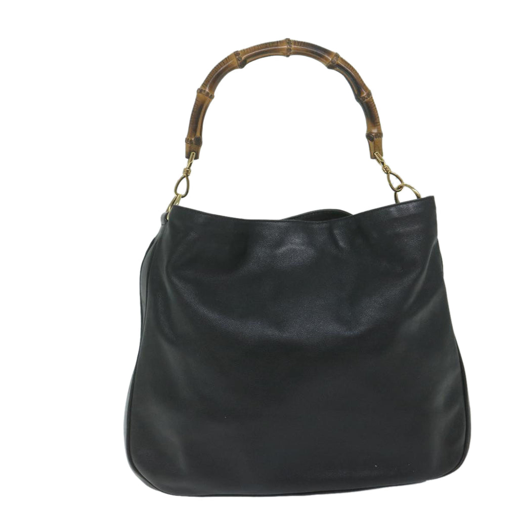 GUCCI Bamboo Shoulder Bag Leather Black 001 1577 yk9607