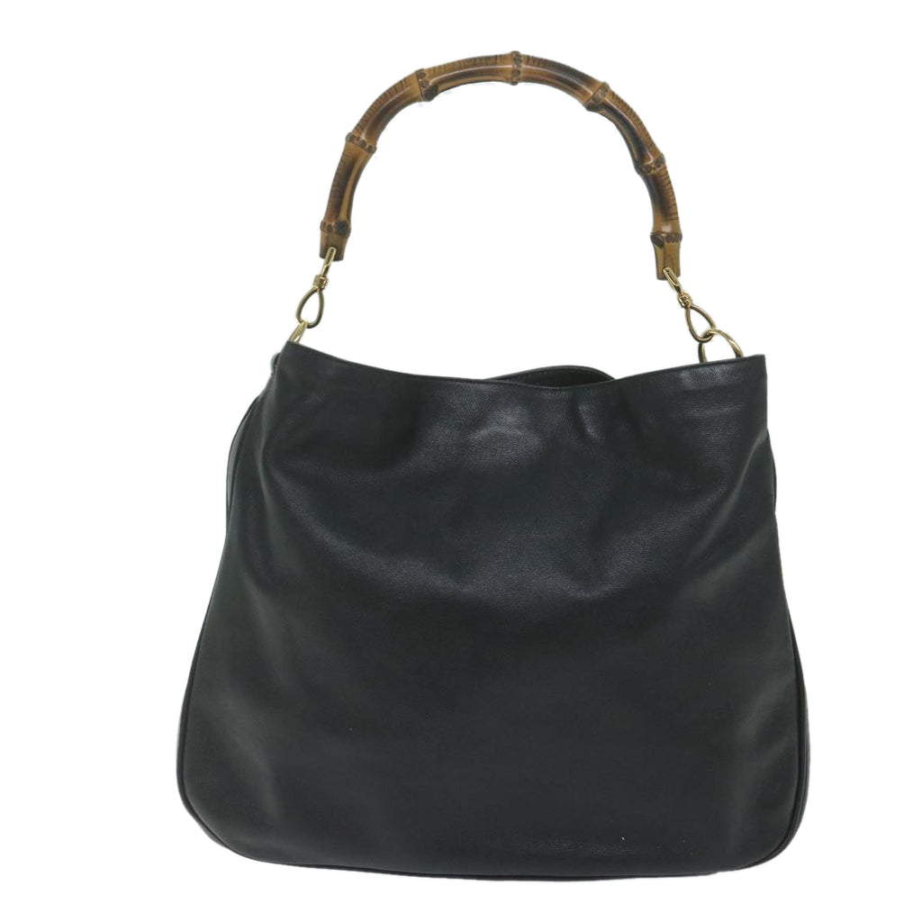 GUCCI Bamboo Shoulder Bag Leather Black 001 1577 yk9607