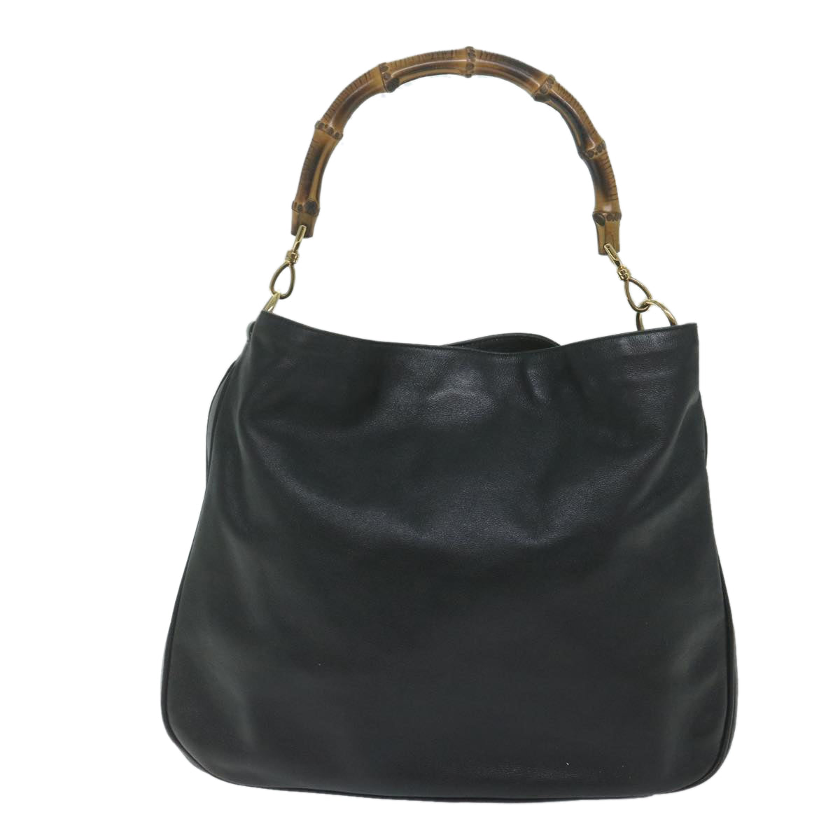 GUCCI Bamboo Shoulder Bag Leather Black 001 1577 yk9607