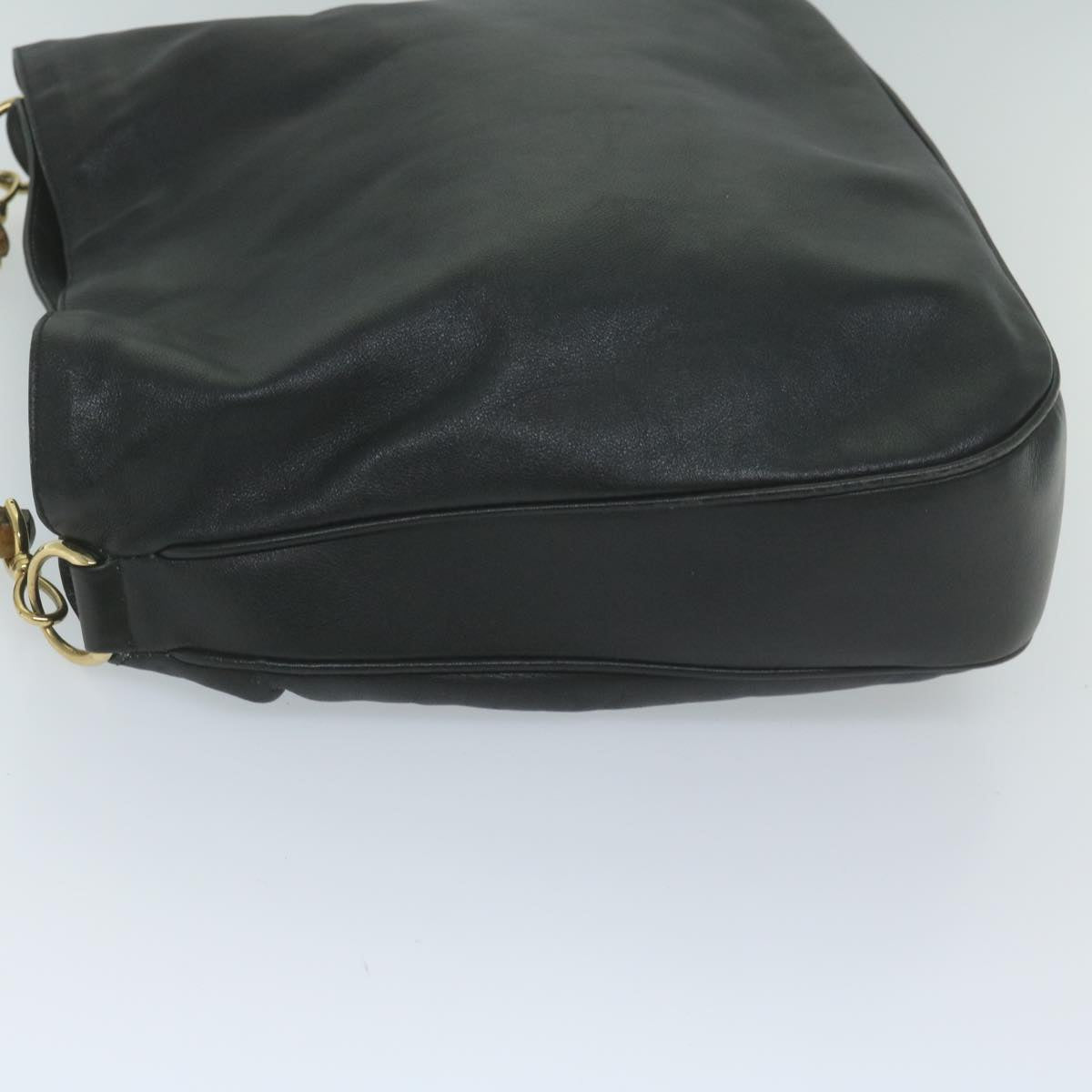 GUCCI Bamboo Shoulder Bag Leather Black 001 1577 yk9607