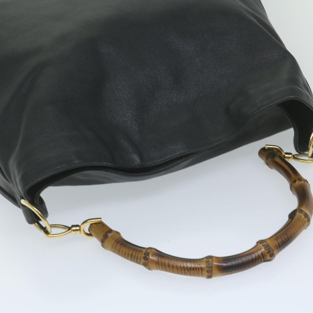 GUCCI Bamboo Shoulder Bag Leather Black 001 1577 yk9607