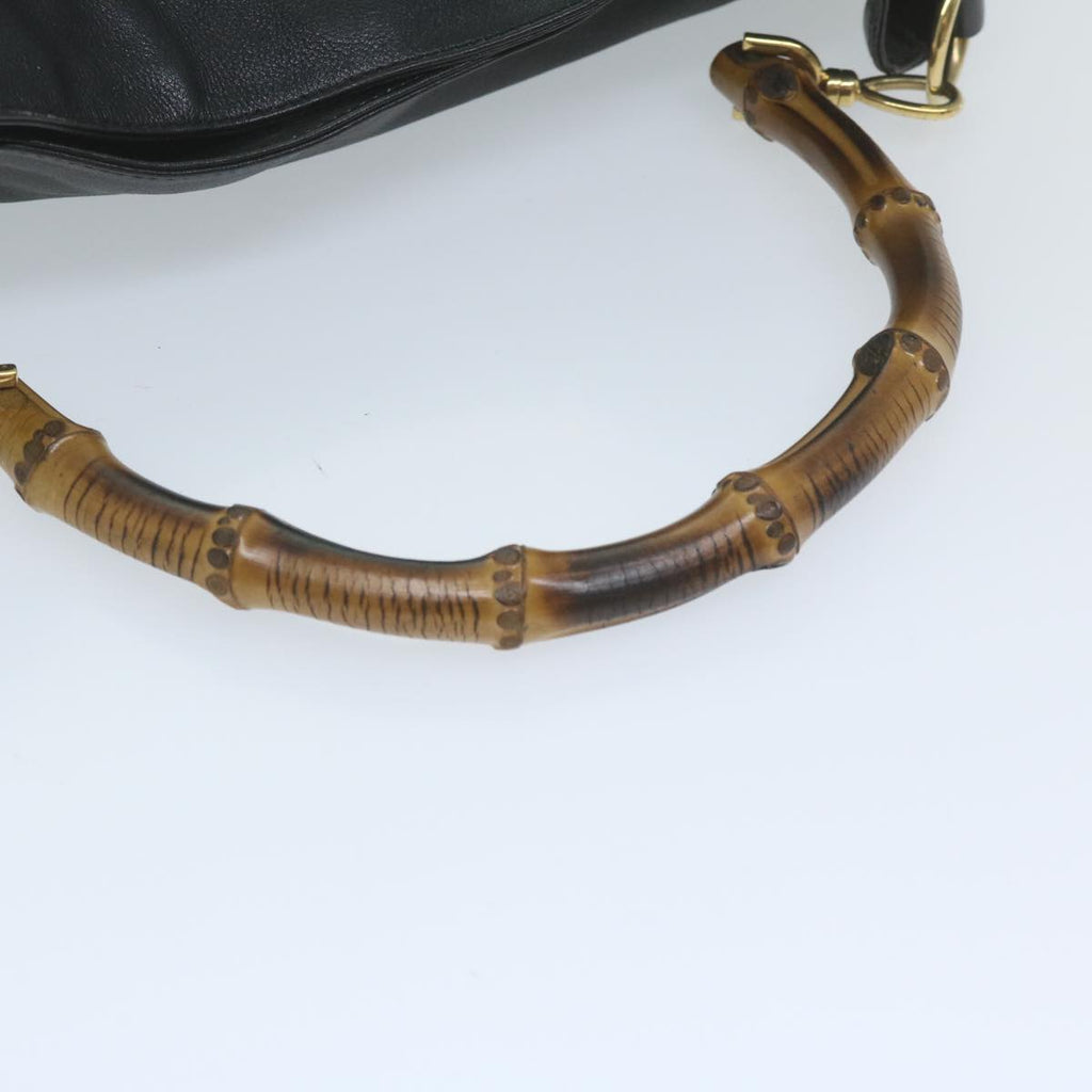 GUCCI Bamboo Shoulder Bag Leather Black 001 1577 yk9607