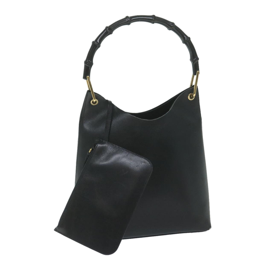 GUCCI Bamboo Shoulder Bag Leather Black 001 2058 yk9616