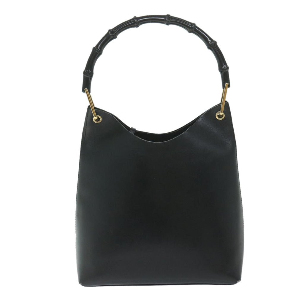 GUCCI Bamboo Shoulder Bag Leather Black 001 2058 yk9616