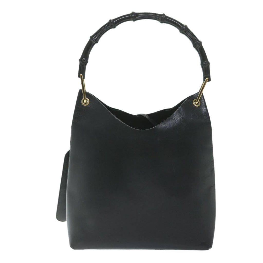 GUCCI Bamboo Shoulder Bag Leather Black 001 2058 yk9616